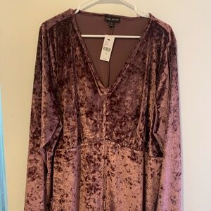 Lane Bryant, Mauve, Velvet Fitted Bodice Top size 22/24 NWT